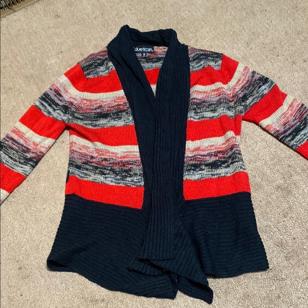 Red and Black V-Neck Maternity Cardigan Sweater Fall Cozy Lagenlook